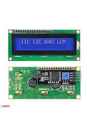 Iıc I2c Seri 1602a 2x16 Mavi Karakter Lcd Modül Display Ekran 5v Beyaz Arka Işık
