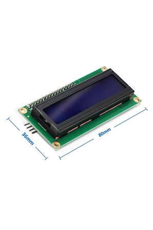 Iıc I2c Seri 1602a 2x16 Mavi Karakter Lcd Modül Display Ekran 5v Beyaz Arka Işık