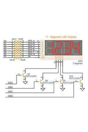0.56" 4 Hane 7 Segment Led Ekran Kırmızı Ortak Katot 14mm 4 Digit