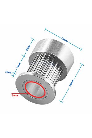 Gt2 16 Diş Alüminyum Kasnak 5mm Delik Çapı 6mm Kayış Zamanlayıcı Doğrusal Hareket