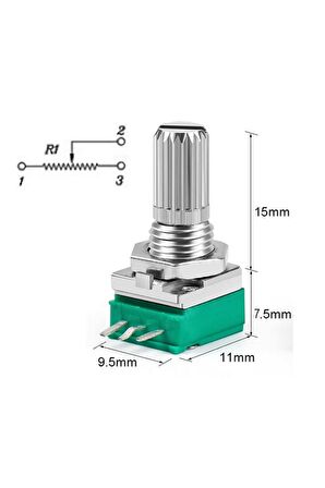 3 Pin 50kohm Potansiyometre B50k Pot Başlıklı Tırtıklı 15mm Döner Ayarlanabilir