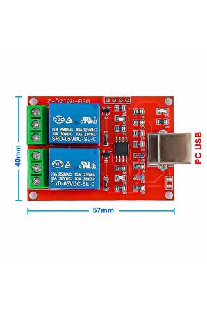 2 Kanal Usb Röle Kontrol Modülü Bilgisayardan Cihaz Açma Kapama Hid Usb