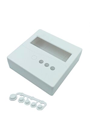 Plastik Proje Kutusu 86x86mm Beyaz Duvara Yüzeye Montaj Tip 1602 Lcd 3 Buton Elektronik Devre