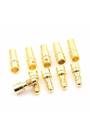 5 Çift 3.5mm Altın Kaplama Banana Dişi Erkek Soket 40a Pil Batarya Lion Bullet Plug
