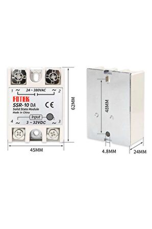 Ssr-10da Ssr Röle 10a Ac 24-380v Tek Fazlı Solid State Röle Elektronik Anahtar