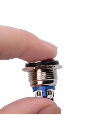 16mm Metal Panel Montaj Yuvarlak Kafa Push Buton No Dc 6a 12v Ac 3a 250v Ip67 Su Geçirmez Düğme
