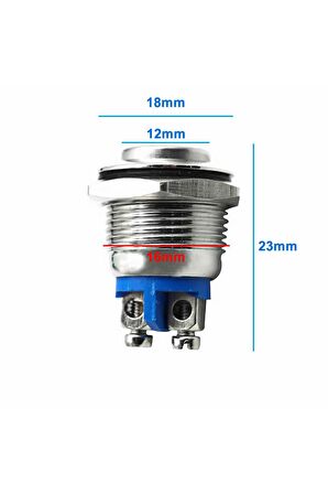16mm Metal Panel Montaj Yüksek Kafa Push Buton No Dc 6a 12v Ac 3a 250v Ip67 Su Geçirmez Düğme