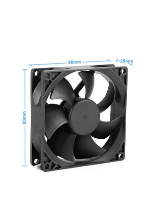 Dc 12v Fan 90x90mm 9025 3200rpm 9x9cm Sessiz 2 Pin Fırçasız Soğutma Kuluçka Ekran Kartı