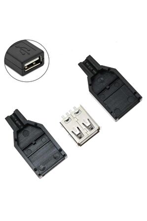 Kutulu Usb Type A Dişi Soket Usb 2.0 4 Pin Plastik Kapak Dıy Tip Elektronik Cihaz Usb Port