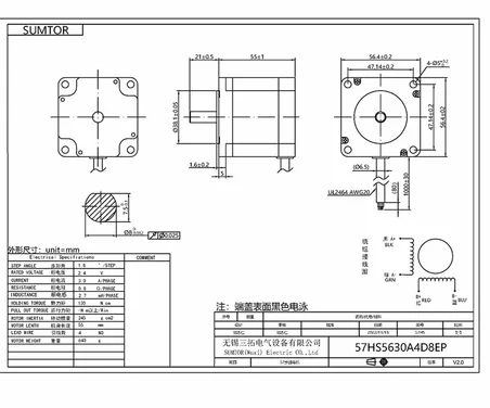 57hs5630 Nema 23 Step Motor 1.1nm 2.7v 3a 6mm D Mil 2 Faz 1.8 Derece 200 Adıım 3d Yazıcı
