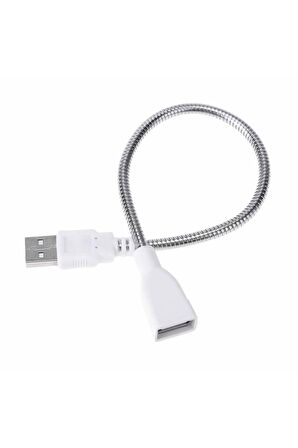 Metal Usb Type A Soketli Uzatma Kablosu Kıvrılabilir Hortum Kordon 25cm Masa Lambası Led