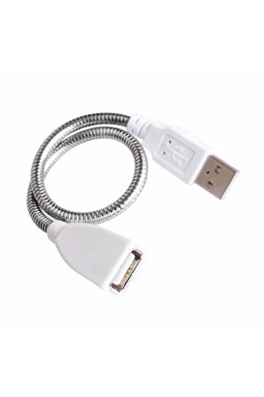 Metal Usb Type A Soketli Uzatma Kablosu Kıvrılabilir Hortum Kordon 25cm Masa Lambası Led