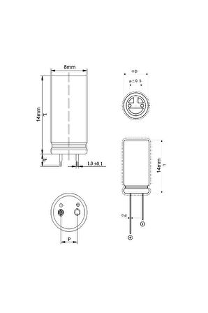 1f 2.7v Süpercap 8x14mm Dıp Süper Kapasitör Enerji Depolama Güneş Rüzgar Akü Batarya Güç Kaynağı