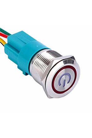 16mm Ledli Kablolu Latch Tip Metal Button 12v 16mm 1no 1nc Spdt On Off Su Geçirmez Paslanmaz Çelik