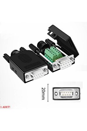 Kutulu DB9 Dişi Konnektör 9 Pin D-Sub Seri Port Terminal Adaptör RS232 RS485