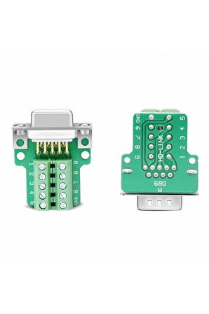 Kutulu DB9 Dişi Konnektör 9 Pin D-Sub Seri Port Terminal Adaptör RS232 RS485