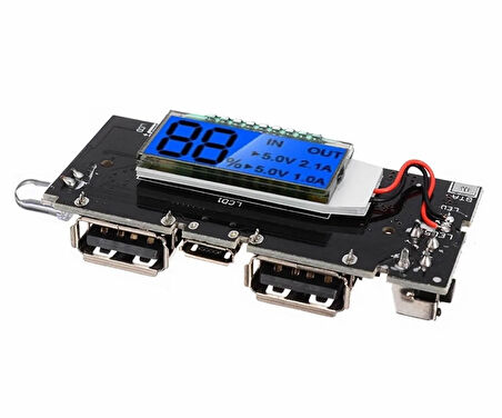 Powerbank Devresi Lcd Ekranlı 5V 1A Dual Usb Çıkış Micro Usb Giriş Lityum Lion 18650 Pil Şarj Mobil