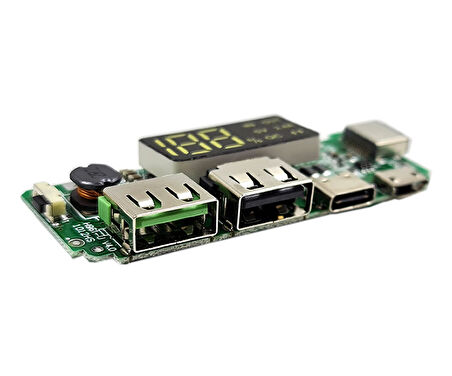 Powerbank Devresi Ekranlı 5V 2.4A Dual Usb Çıkış Type C Micro Usb Giriş Lityum Lion 18650 Pil Şarj