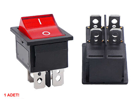 16A 250V On/Off Anahtar Latch 4 Pin Buton Yüksek Akım Kcd4 Led Işıklı Switch Panel Tip Montaj Kutu