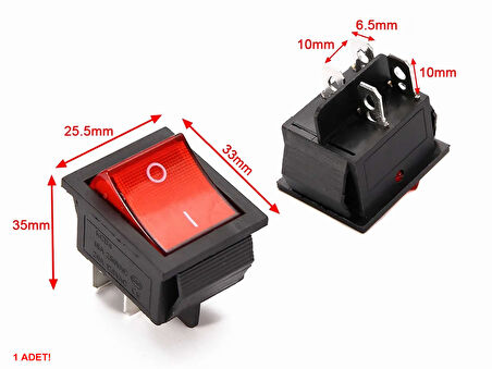 16A 250V On/Off Anahtar Latch 4 Pin Buton Yüksek Akım Kcd4 Led Işıklı Switch Panel Tip Montaj Kutu