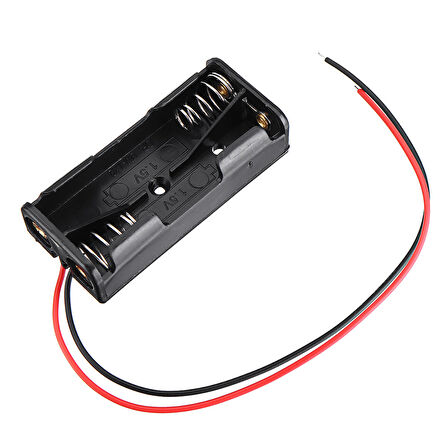AAA Pil Kutusu Yuvası İnce Küçük Tip 2 Adet 1.5V Pil Toplam 3V Plasitk Pil Tutucu 14cm Kablo