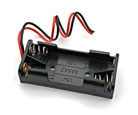AAA Pil Kutusu Yuvası İnce Küçük Tip 2 Adet 1.5V Pil Toplam 3V Plasitk Pil Tutucu 14cm Kablo