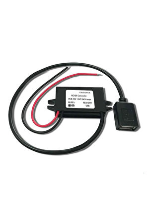 12V/24V to USB-A 5V 3A Modül F35J5V3A 30cm Type A Usb Kablolu Su Geçirmez Şarj Telefon Voltaj Düşür
