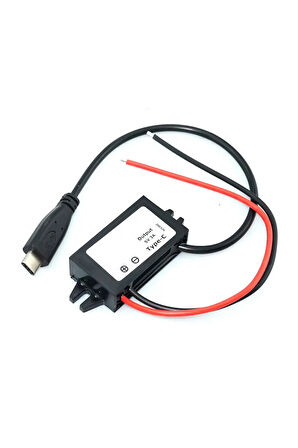 12.2V/24V to TYPE-C 5V 3A Modül F35J5V3A 30cm Usb Kablolu Su Geçirmez Şarj Tel Voltaj Düşürücü Güç