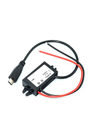 12.2V/24V to TYPE-C 5V 3A Modül F35J5V3A 30cm Usb Kablolu Su Geçirmez Şarj Tel Voltaj Düşürücü Güç