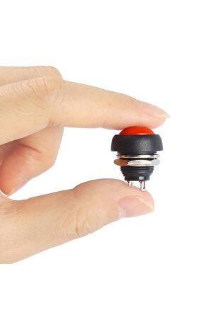 12mm PBS-33B 2 Pin Push Buton Kırmızı ON OFF 1A 250V Mini Yuvarlak Su Geçirmez Anahtar Momentary Sw