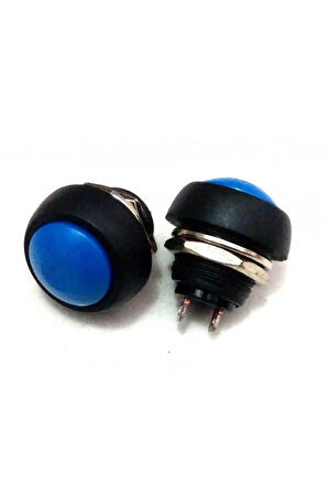 12mm PBS-33B 2 Pin Push Buton Mavi ON OFF 1A 250V Mini Yuvarlak Su Geçirmez Anahtar Momentary Switc