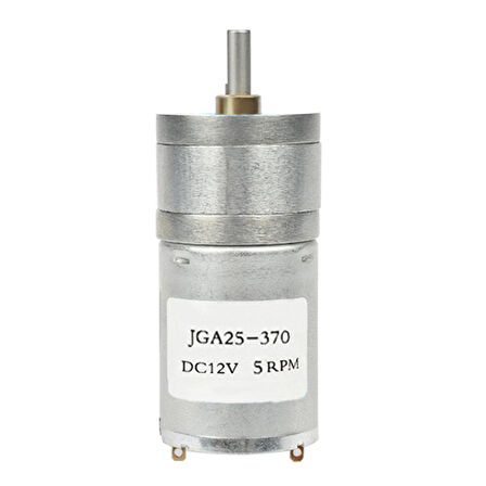 12V 5Rpm JGA25-370 Redüktörlü DC Motor Metal Dişli Yüksek Tork Kuvvet 25mm Robot Oyuncak