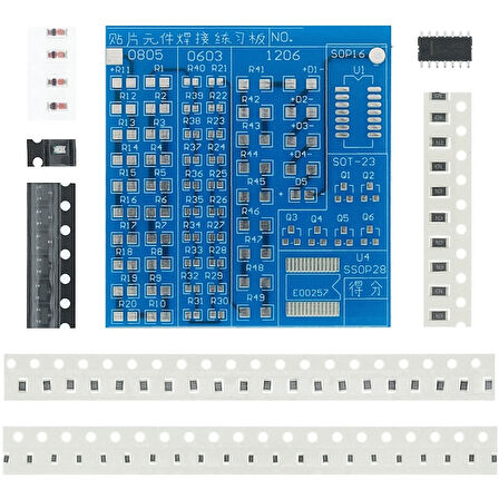 Smd Lehim Öğrenme Seti 62 Parça Smt Elektronik Eğitim Kiti Deney Pratikleme Kartı Sop14 0603 0805