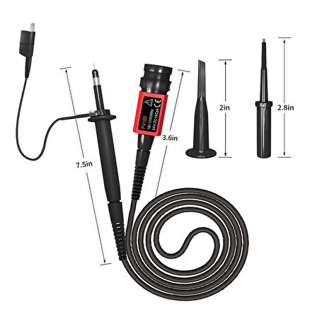 P4100 Yüksek Gerilim Osiloskop Probu 100MHz 100:1 Zayıflatma 2000 Volt 3.5ns Bnc 1 Mt. Rigol Owon