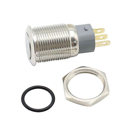 16mm Metal Panel Montaj Düz Kafa Latch Buton NO NC DC 6A 12V AC 3A 250V IP67 Su Geçirmez Düğme Star