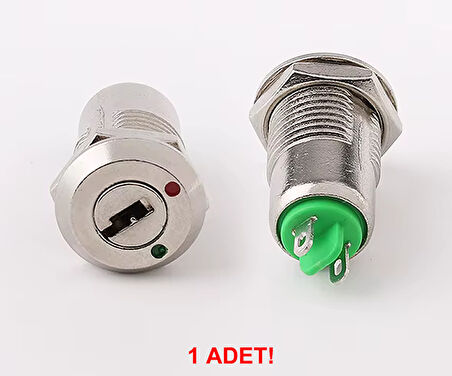 12mm Metal 2 Pin Anahtar Kontrollü Buton Panel Montaj ON OFF 1A AC 250V Güvenlik Kilit Elektronik