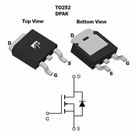 AOD4184A N Kanal Mosfet TO252 40V 13A ( 50A ) Güç Motor Sürücü Led Dimmer Pwm Anahtar Dc Çevici Reg