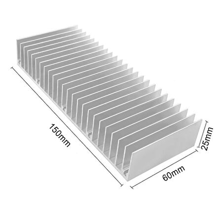 15cm x 6cm x 2.5cm Alüminyum Metal Soğutucu Blok Radyatör Peltier Isı Düşürücü Amfi Led Entegre 