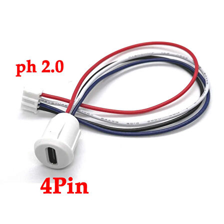 Type C Panel Montaj Dişi Soket 4 Pin 15cm Kablolu Beyaz Uzatma USB 3.1 Konnektör Araba Kamera Oyunc