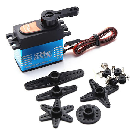 Qy3235mg 35kg Servo Motor 180 Derece Gxservo 25T Metal Dişli Yüksek Tork Su Geçirmez Çift Rulman
