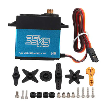 Qy3235mg 35kg Servo Motor 180 Derece Gxservo 25T Metal Dişli Yüksek Tork Su Geçirmez Çift Rulman