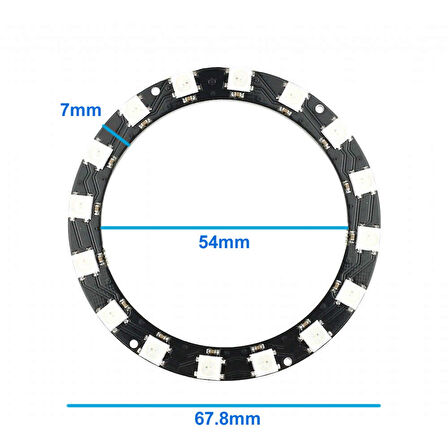 16 Bit NeoPixel Halka Ring WS2812B 5050 Rgb Led Modül 16’lı Dijital Adreslenebilir Lamba Programlan