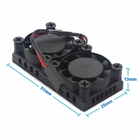 Raspberry Dual Fan Set Pi 4 3 B B+  2 Adet 9mm Alüminyum Blok Çift Soğutma Fanı Isı Emici Dağıtıcı