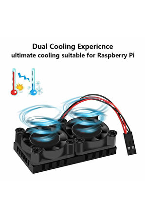 Raspberry Dual Fan Set Pi 4 3 B B+  2 Adet 9mm Alüminyum Blok Çift Soğutma Fanı Isı Emici Dağıtıcı