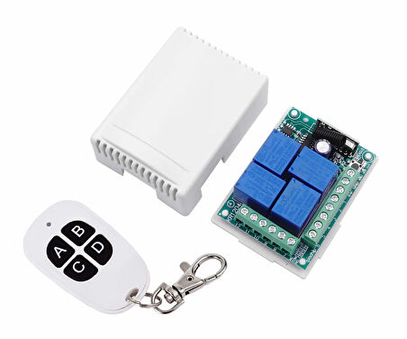 433MHz RF 4 Kanal Röle Modül DC 12V 4 Buton Kumanda Kablosuz Motor Pompa Fan Lamba Perde Akıllı Ev