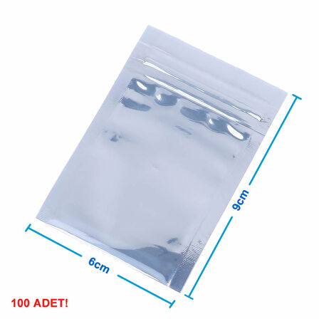 Kilitli Antistatik Poşet 6x9cm 100 Adet Şeffaf Su Toz Geçirmez Koruyucu Esd Metalize Torba