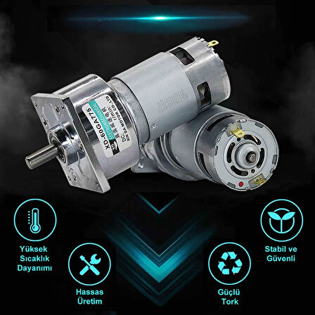 XD-60GA775 DC Motor 12V 5Rpm 35W 87Kg.cm Yüksek Tork Kuvvet Metal Dişli Redüktörlü Robot Cnc Makine