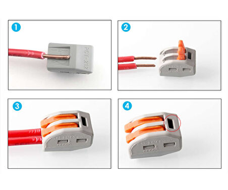 2li Kolay Kablo Tel Birleştirici Konnektör Vidasız Klemens 250V 32A 1mm/4mm Elektrik Kablo Bağlantı