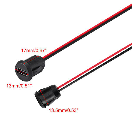 Type C Panel Montaj Dişi Soket 2 Pin 15cm Kablolu Uzatma USB 3.1 Konnektör Araba Kamera Oyuncak