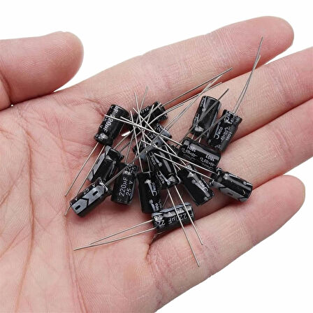 120 Adet Dip Elektrolitik Kapasitör Seti 12 Tip x10 Silindirik Alüminyum Tamir Prototip Devre